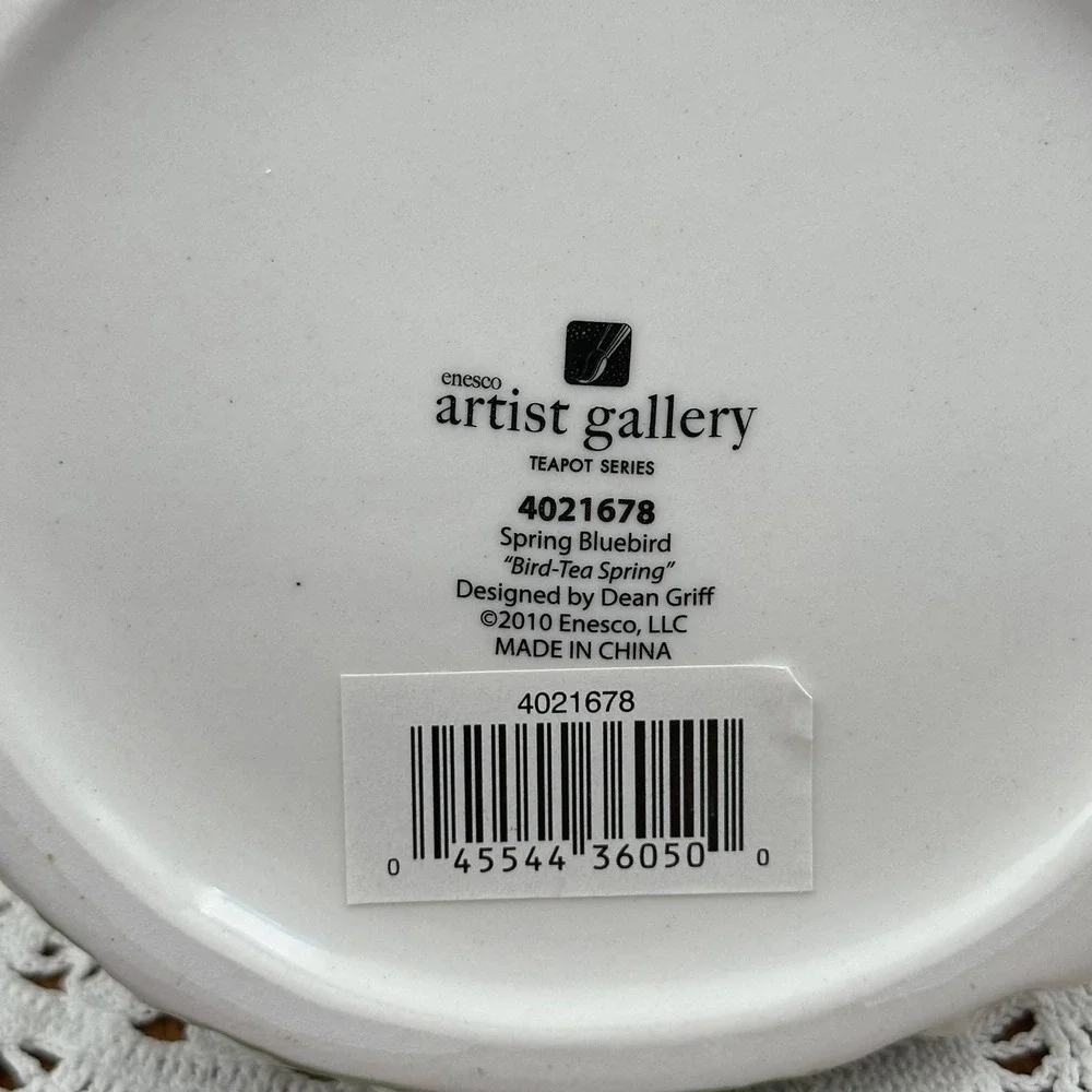 ENESCO 2010 Artist Gallery 4021678 Teapot Series Spring Bluebird Bird tea spring